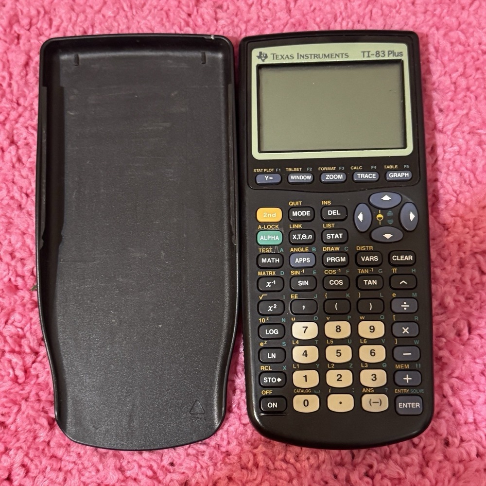 Texas Instruments TI-83 Plus Silver Edition Graphing Calculator w Cover - Works